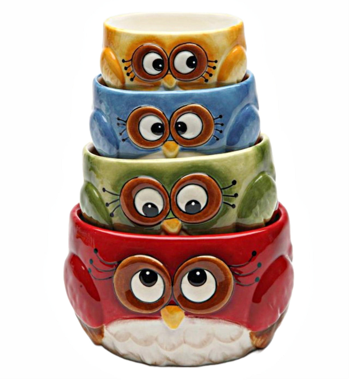 Cosmos Gifts Ceramic Christmas Owl: Measuring Cup (4 Pcs Set)