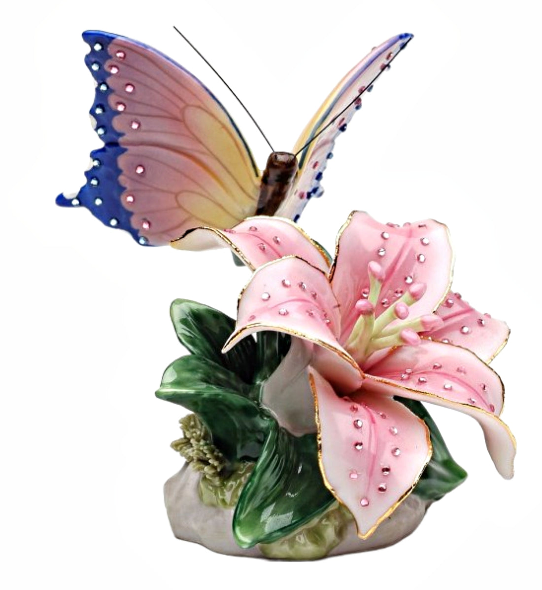 Cosmos Gifts Fine Porcelain Jewel Lily with Butterfly Figurine 3-1/4" H