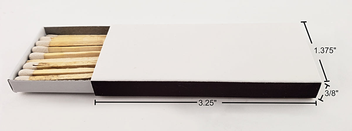 Party Favors Plus 25 Plain 3.25 inch White Wooden Matches in High Gloss Carboard Box