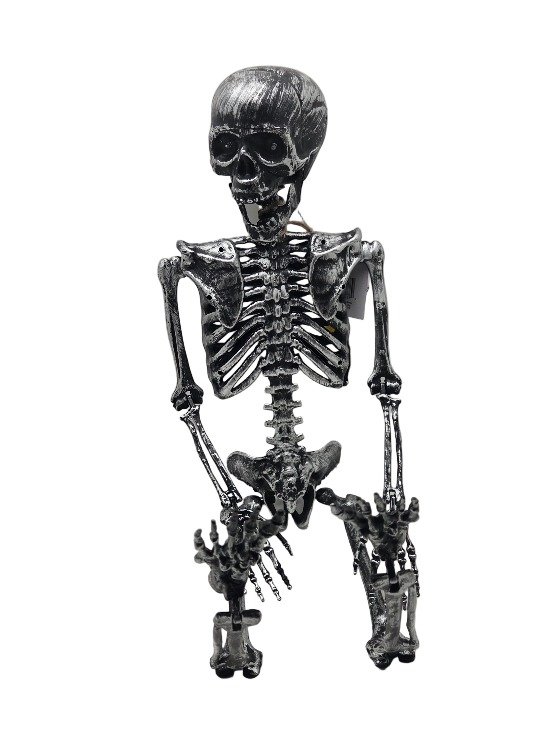 Light-Up Eyes & Sound Silver Plastic Skeleton 36 inch (3 x AAA Batteries are not Included)