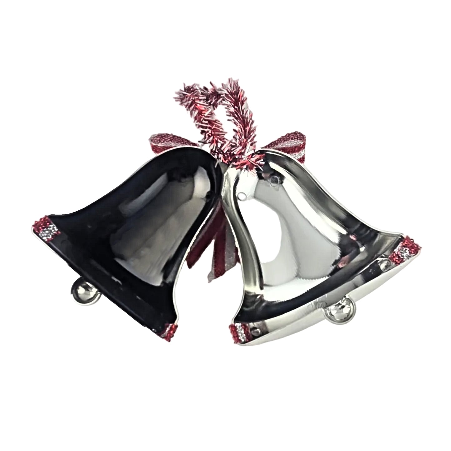 Silver Christmas Bells Hanging Decoration Set of 2, 16.5cm