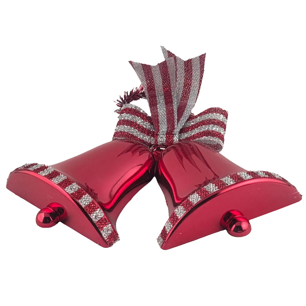 Red Christmas Bell Hanging Decoration Set of 2, 16.5cm
