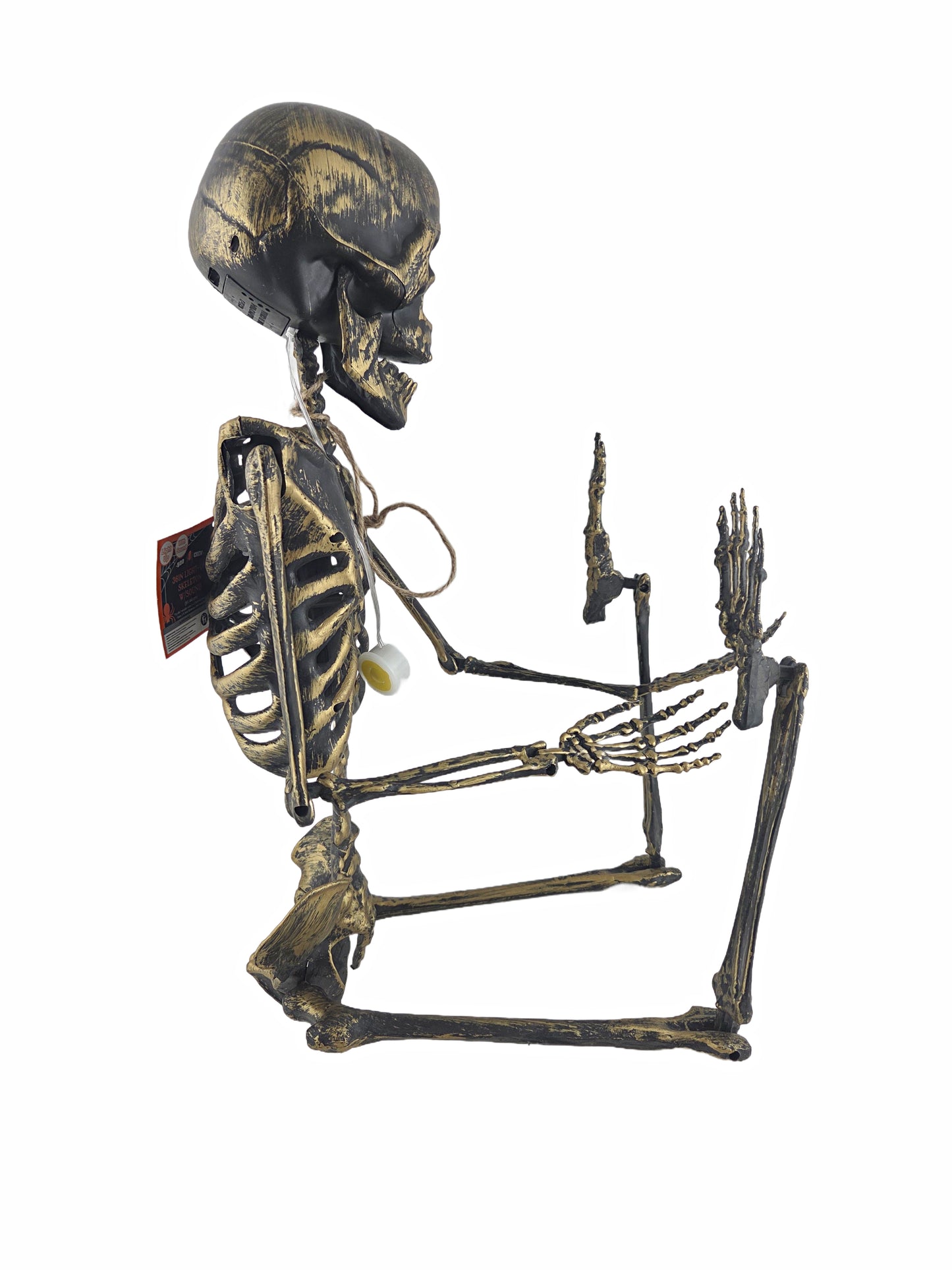 Light-Up Eyes & Sound Bronze Plastic Skeleton 36 inch (3 x AAA Batteries are not Included)