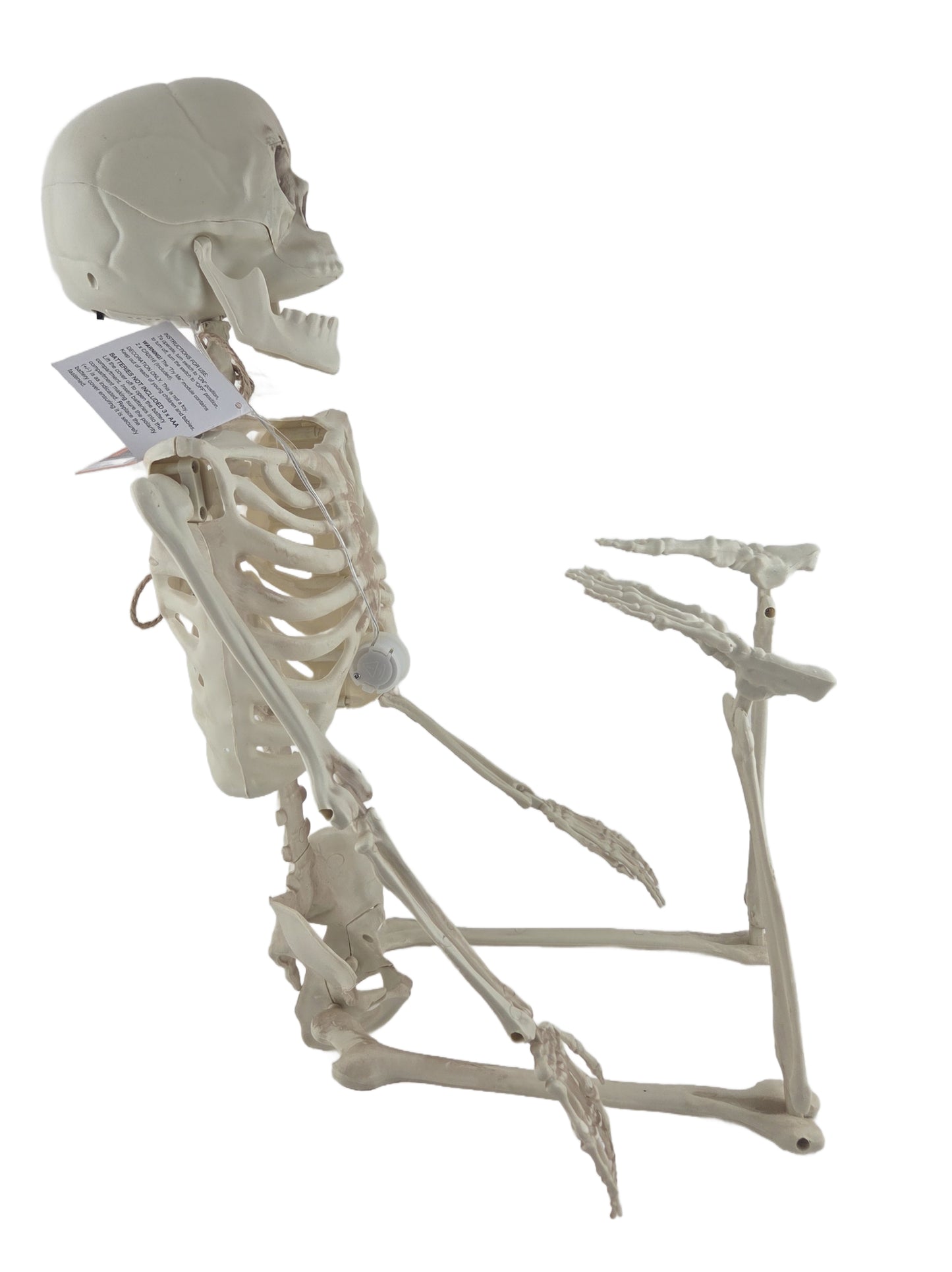 Light-Up Eyes & Sound Plastic Natural Color Skeleton Halloween Decoration 36 in