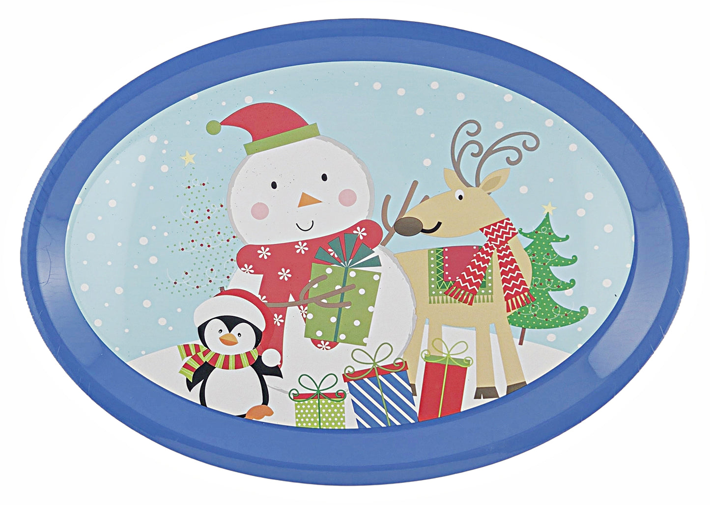Christmas Prints Plastic Oval Platters/Trays 45.7 cm, Set of 4