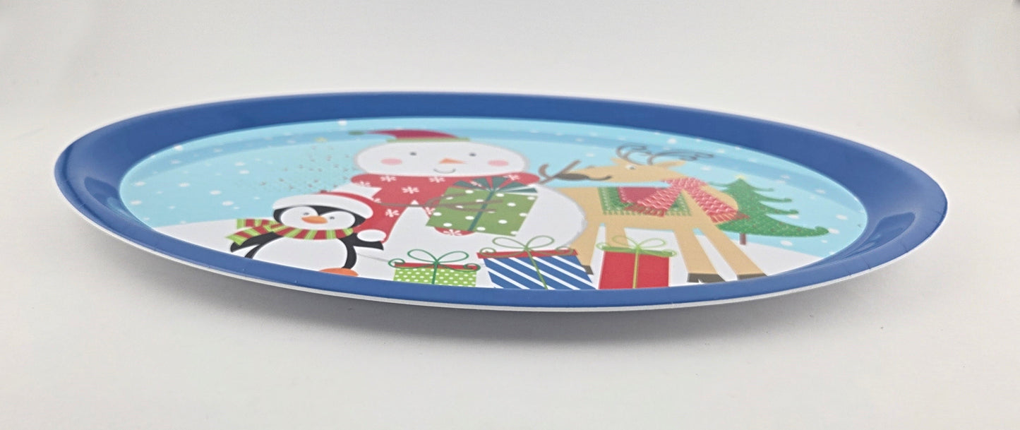Christmas Prints Plastic Oval Platters/Trays 45.7 cm, Set of 4