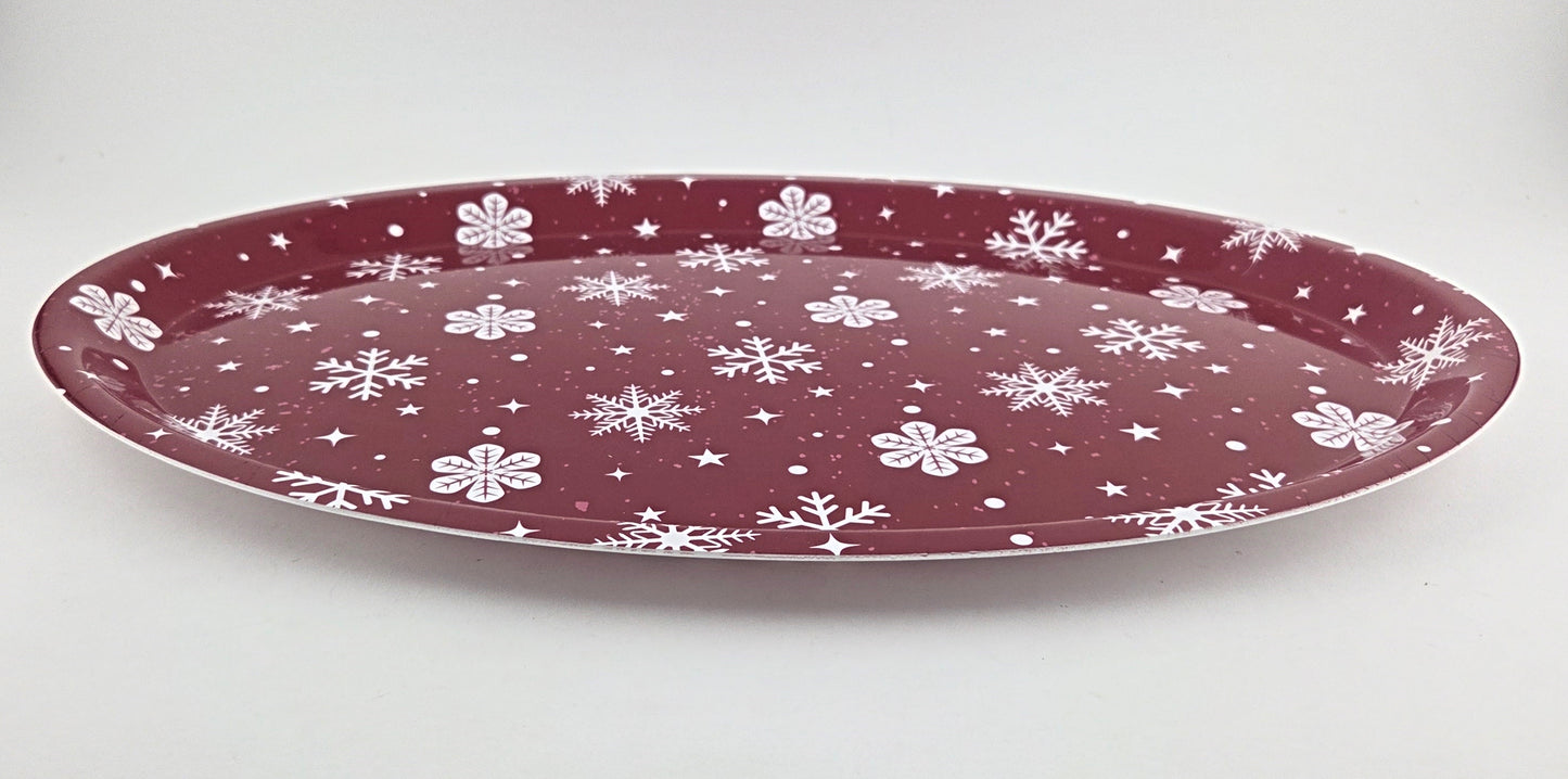 Christmas Prints Plastic Oval Platters/Trays 45.7 cm, Set of 4