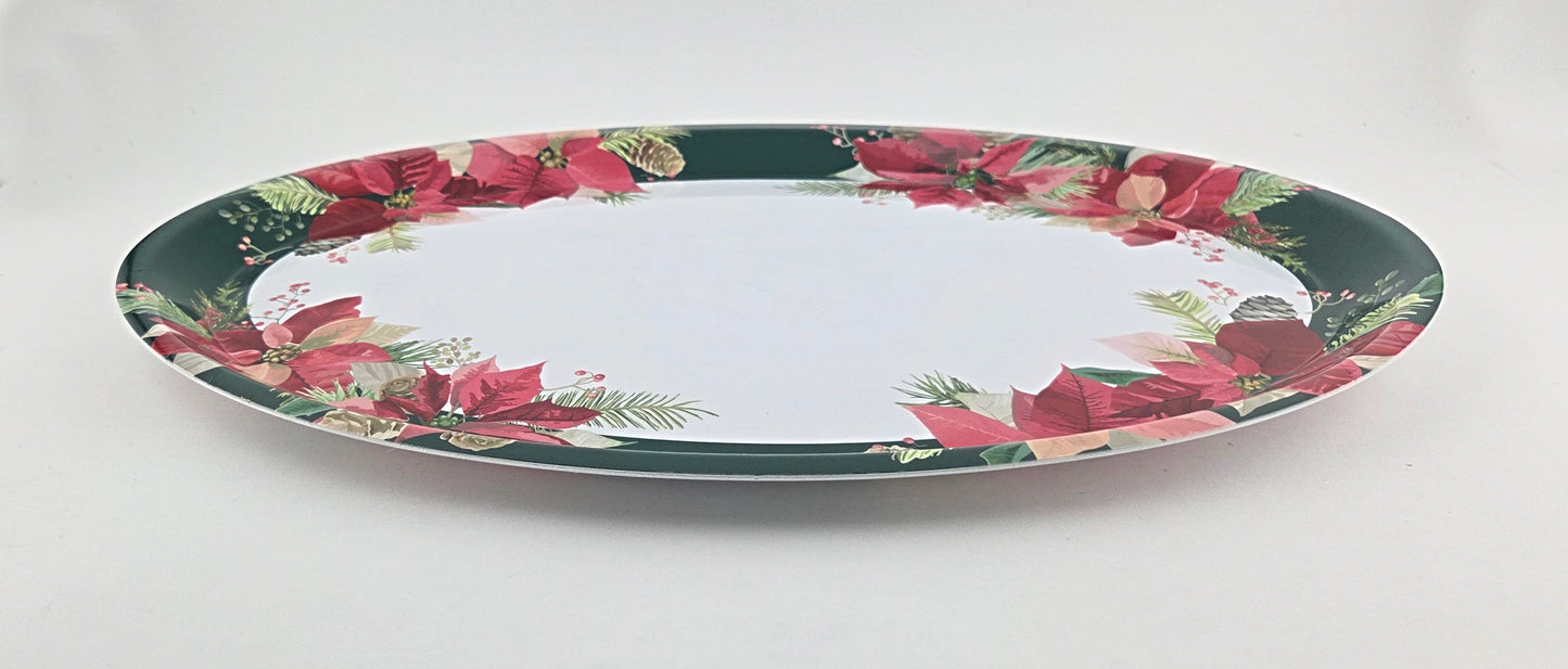 Christmas Prints Plastic Oval Platters/Trays 45.7 cm, Set of 4