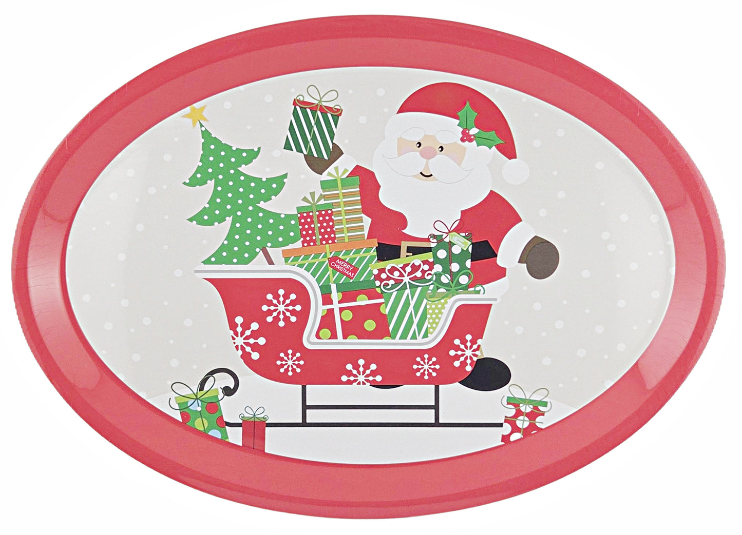 Christmas Prints Plastic Oval Platters/Trays 45.7 cm, Set of 4