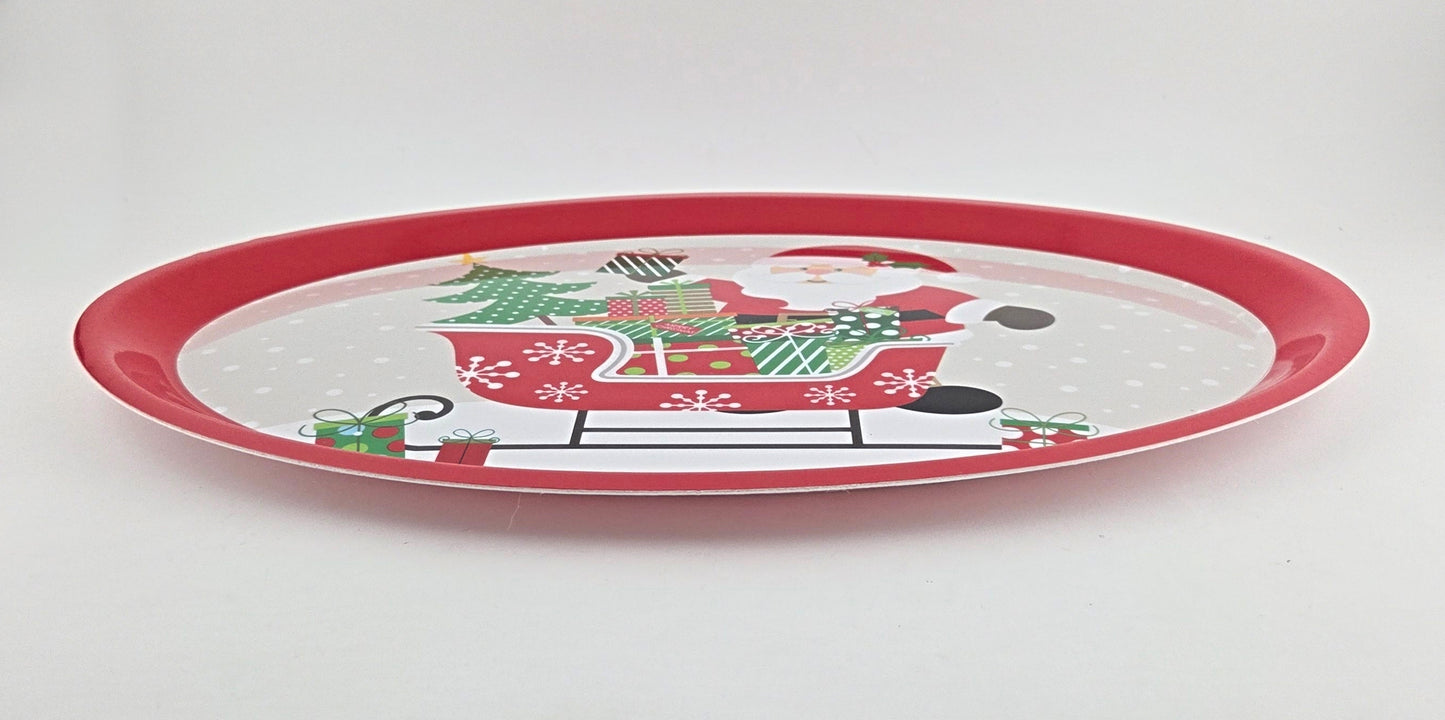 Christmas Prints Plastic Oval Platters/Trays 45.7 cm, Set of 4