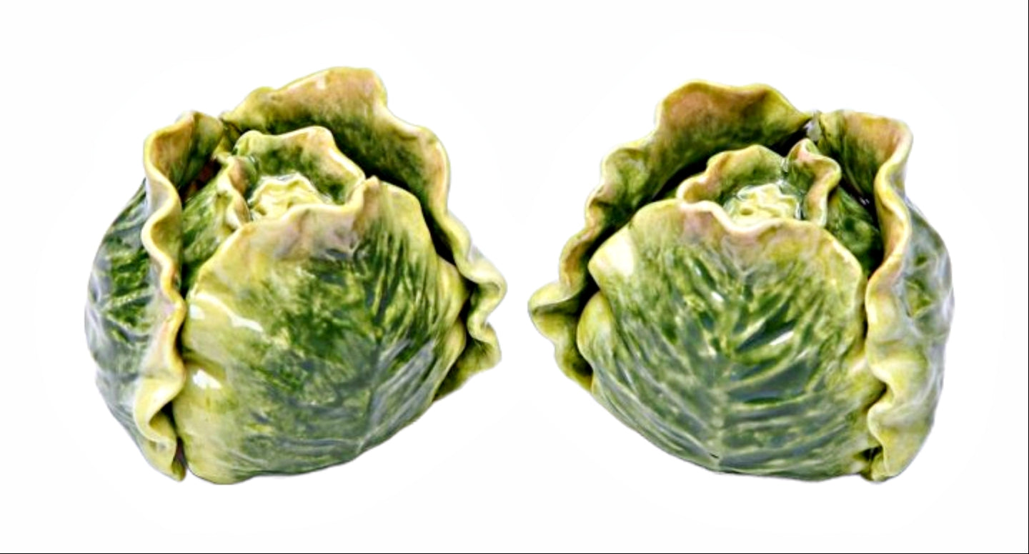 Cosmos Gifts Fine Ceramic Painted Green Cabbage Salt and Pepper Shaker Set 2.75" H