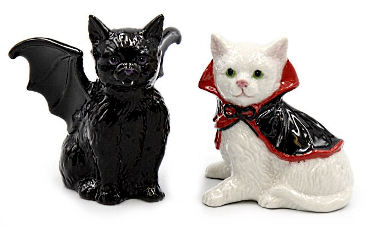 Cosmos Gifts Fine Porcelain Vampire and Dracula Cat Salt & Pepper Shakers Set 3-3/8" H