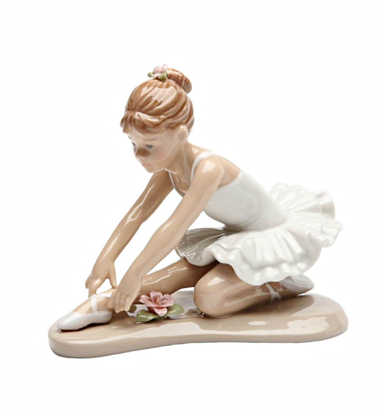 Cosmos Gifts Fine Porcelain Ballerina in White Ceramic Figurine 3-7/8" H