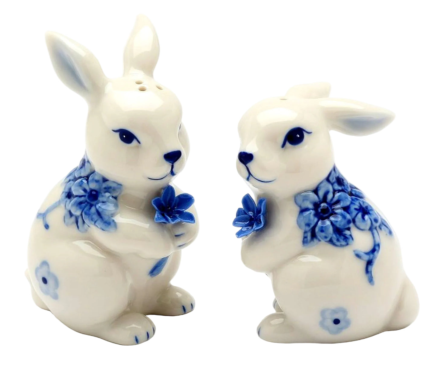 Cosmos Gifts Fine Ceramic White Bunny Rabbit Salt and Pepper Shakers Set 3-3/8" H