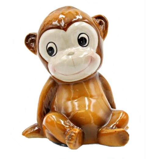 Cosmos Gifts Fine Porcelain Monkey Piggy Bank 5" H Brown