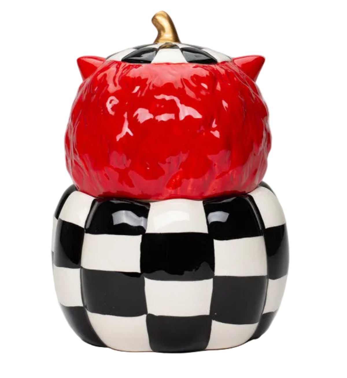 Cosmos Gifts Fine Ceramic Modern Owl with Checkerboard Pattern Candy Jar 6-5/8" H