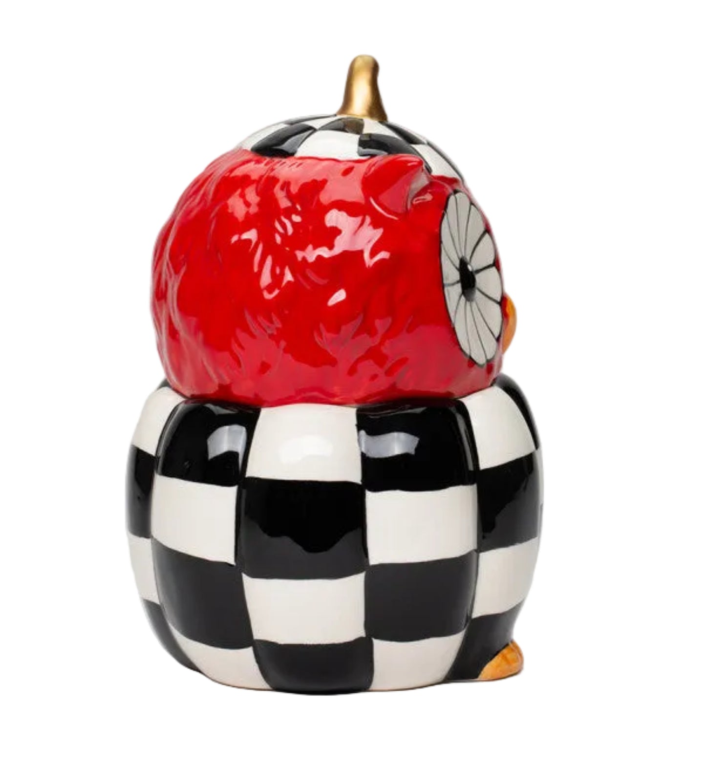 Cosmos Gifts Fine Ceramic Modern Owl with Checkerboard Pattern Candy Jar 6-5/8" H