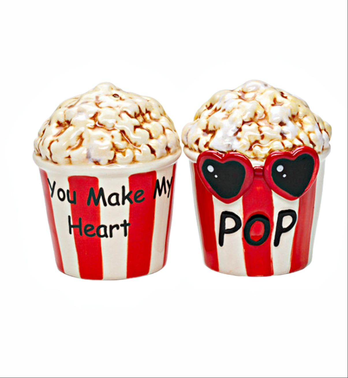 Cosmos Gifts Fine Ceramic Pop Corn Love You Make My Heart Pop Salt & Pepper Shakers Set 3" H