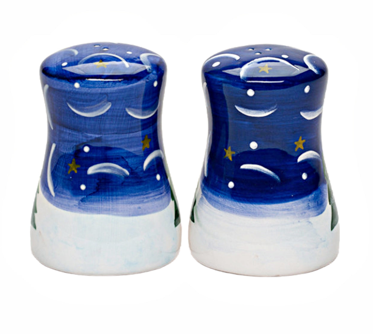Cosmos Gifts Fine Ceramic Christmas Winter Wonderland Snowman Christmas Tree Salt & Pepper Shakers Set 3-3/8" H 260-34