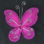 Party Favors Plus Fuchsia Organza Nylon Wire Butterfly Decorations 2in 24 Count