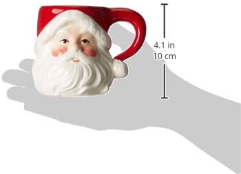 Cosmos Gifts Fine Ceramic Classic Santa Head Mugs Set of 4 Red & White 5-1/2" H