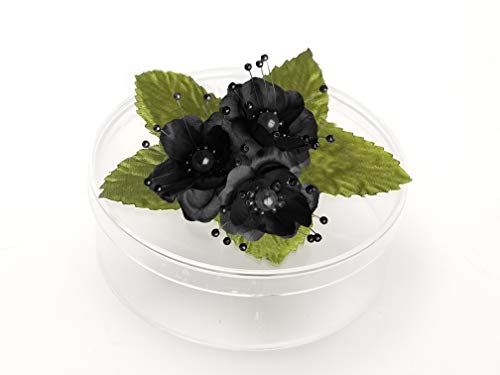 PFP Clear Round Plastic Cookie Nut Candy Box with Pearl Satin Organza Flower 4.5" L Burgundy