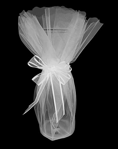 Party Favors Plus Organza Wine Bottle Wrap 28 Inch Scalloped Circle Set of 3 Gold