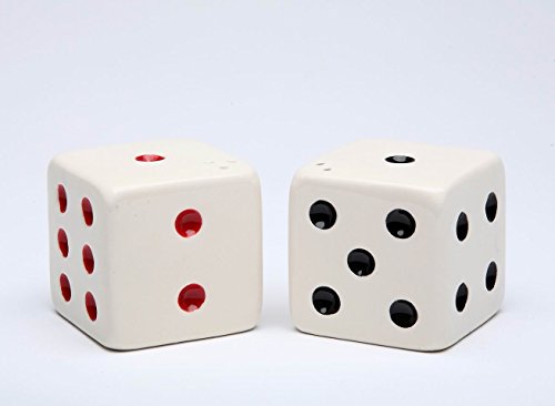 Cosmos Gifts Fine Ceramic Red and Black Dice Salt & Pepper Shakers Set 1-5/8" H
