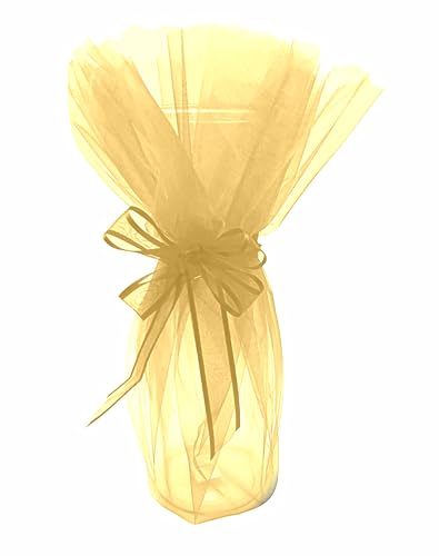 Party Favors Plus Organza Wine Bottle Wrap 28 Inch Scalloped Circle Set of 3 Gold