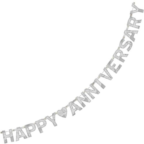 Amscan Happy Anniversary Silver Foil Letter Banner 6.75ft x 6.25in 1 Pack
