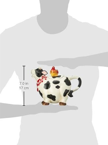 Appletree Design Ceramic Barn Yard Cow Teapot with Chicken Top 6-3/4" H SS-ATD-61737