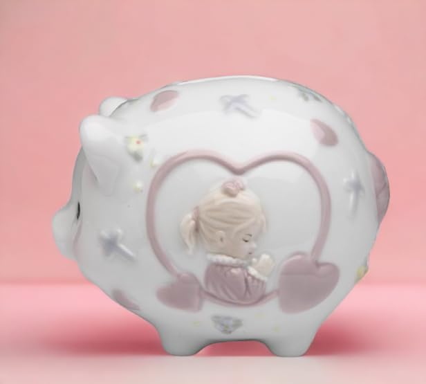 Cosmos Gifts Fine Porcelain Inspirational Praying Girl Piggy Bank 4-1/4" L