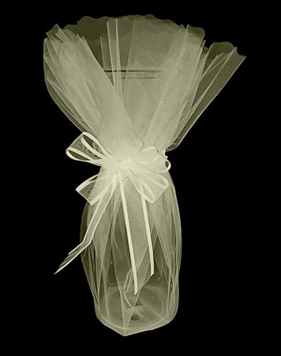 Party Favors Plus Organza Wine Bottle Wrap 28 Inch Scalloped Circle Set of 3 Gold