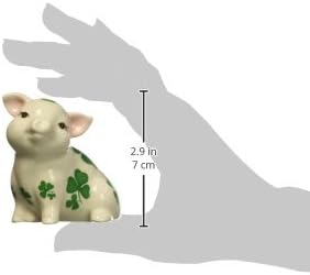 Cosmos Gifts Fine Ceramic Shamrock Pigs Salt and Pepper Shakers Set 3" H Green