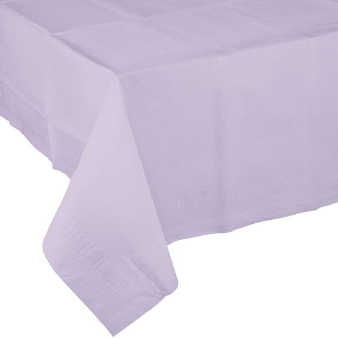 Party Favors Plus Disposable Tablecloth Lavender 54x108 Inch 2-Ply Tissue Plastic Lining Rectangular Pack of 2