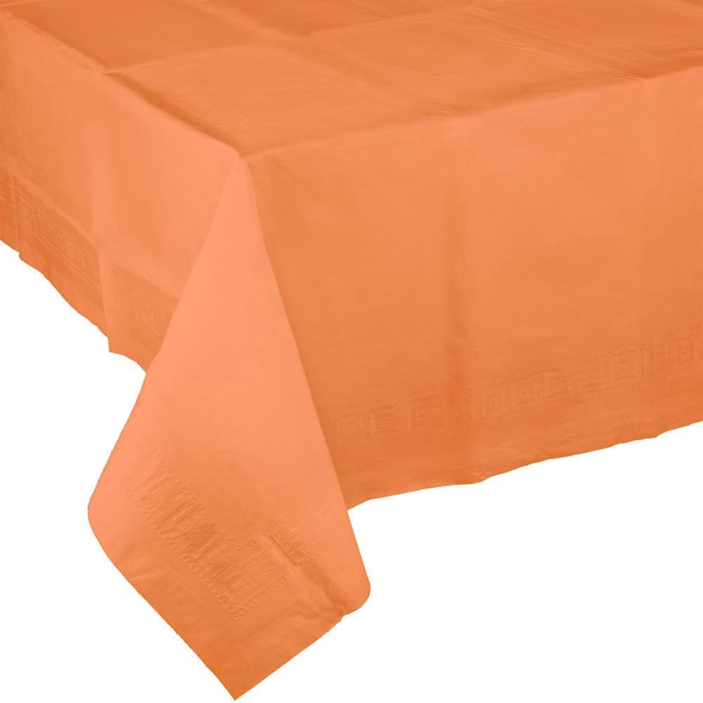Party Favors Plus Orange Disposable Tablecloth 2-Ply Tissue Plastic Lining 54x108 Inch Pack of 2