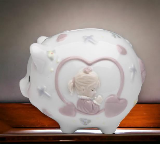 Cosmos Gifts Fine Porcelain Inspirational Praying Girl Piggy Bank 4-1/4" L