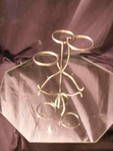 Party Favors Plus Gold Wrought Iron Wedding Centerpiece Mirror Candle Holder 6.5" H
