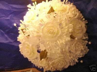 Party Favors Plus White Silk Satin Ribbon Wedding Bouquet