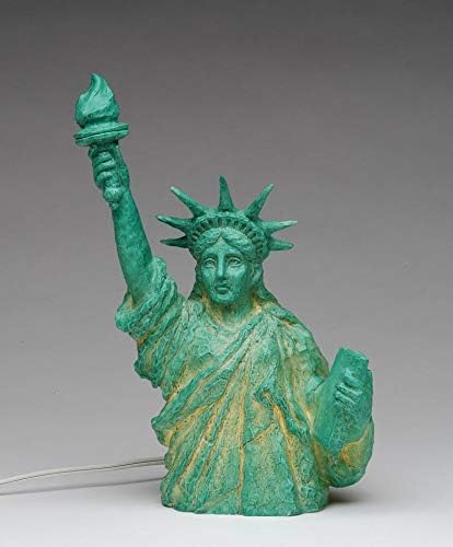 Cosmos Gifts Fine Porcelain Statue of Liberty Night Light Figurine 10-7/8" H Green