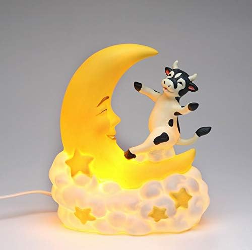 Cosmos Gifts Fine Porcelain Cow Jumps Over The Moon Nightlight Figurine 7-1/8" H