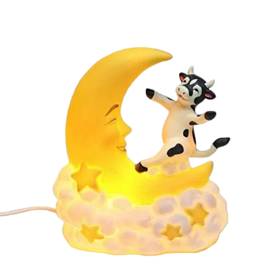 Cosmos Gifts Fine Porcelain Cow Jumps Over The Moon Nightlight Figurine 7-1/8" H