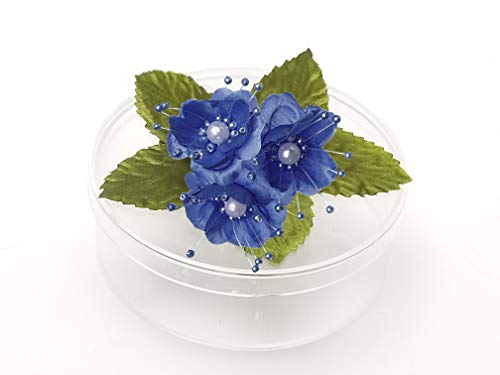 PFP Clear Round Plastic Cookie Nut Candy Box with Pearl Satin Organza Flower 4.5 In Hunter Green