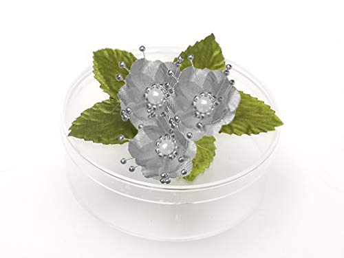 PFP Clear Round Plastic Cookie Nut Candy Box with Pearl Satin Organza Flower 4.5" L Burgundy