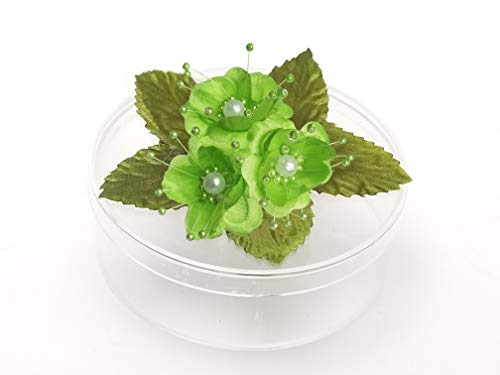 PFP Clear Round Plastic Cookie Nut Candy Box with Pearl Satin Organza Flower 4.5" L Burgundy