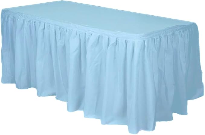 Party Favors Plus Light Blue Plastic Tablecloth 54x108 Inch with Table Skirt 2 Piece Set