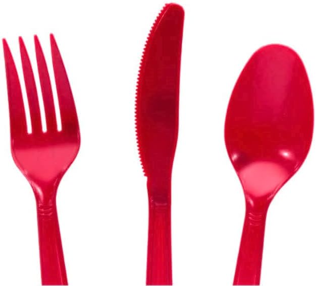 Party Favors Plus Red Plastic Cutlery Set 48 Count