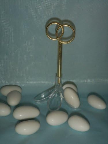 Party Favors Plus Almond Plastic Candy Holder with Double Wedding Ring Decorative Picks 24 Count