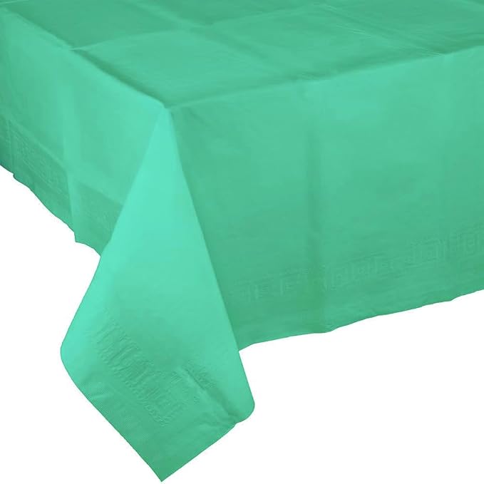 Party Favors Plus Teal Plastic-Lined 2 Ply Tissue Tablecloth 2-Ply 54x108 Inch Pack of 2