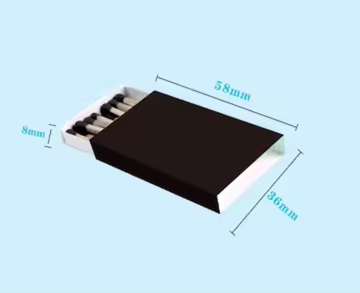 Party Favors Plus Plain Black Cover Wooden Matches Box 50 Count
